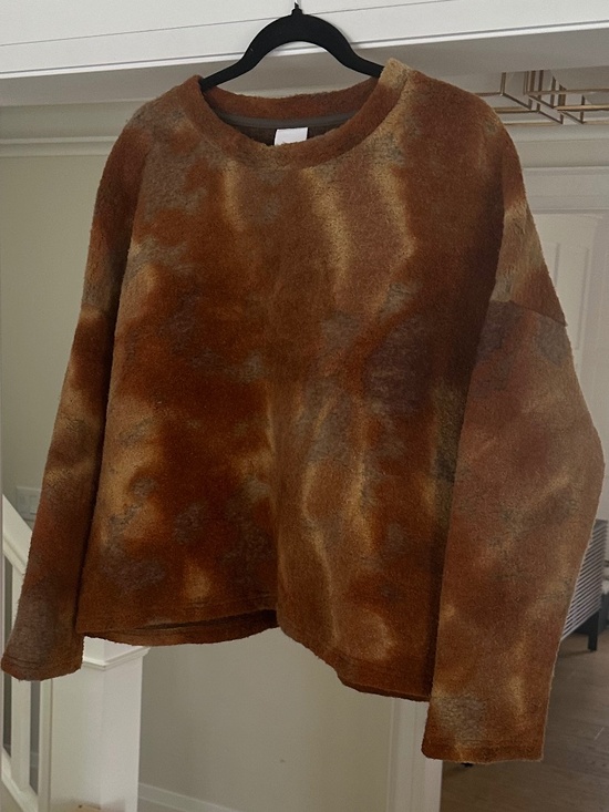 RITA ROW Dizz Autumnal-Hued Dropped Shoulder Abstrat Wool Blend Sweater Size XL - Picture 7 of 15